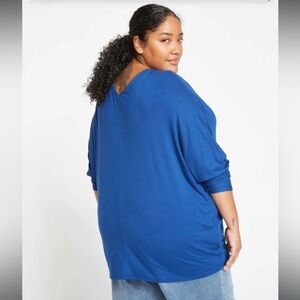 universal standard Liquid Jersey V Neck Dolman Top Blue vanity M women’s 18, 20